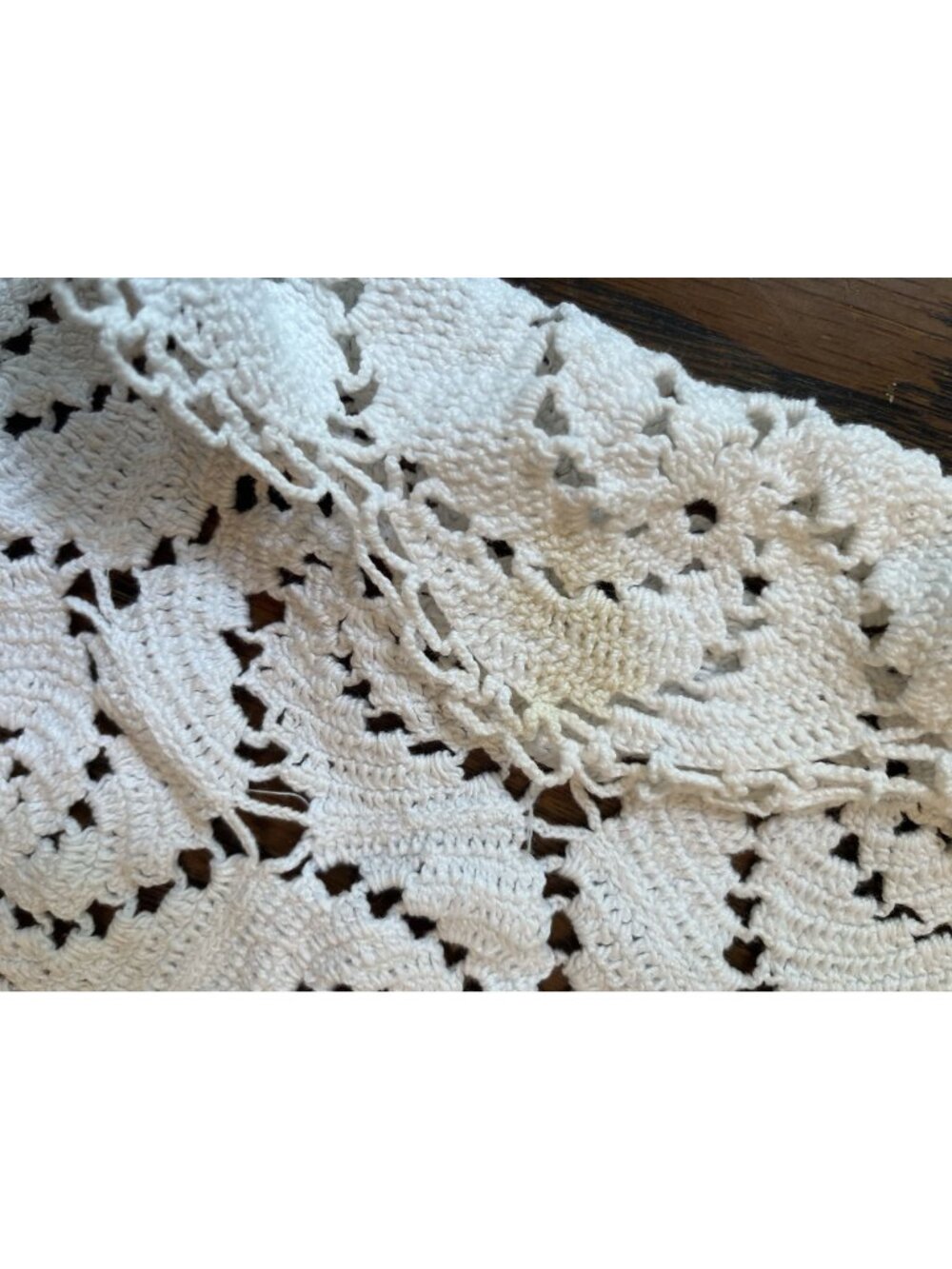 Vintage Handmade Crocheted White Lace Doily With Intricate Swirl Pattern - 23" - Picture 6 of 7